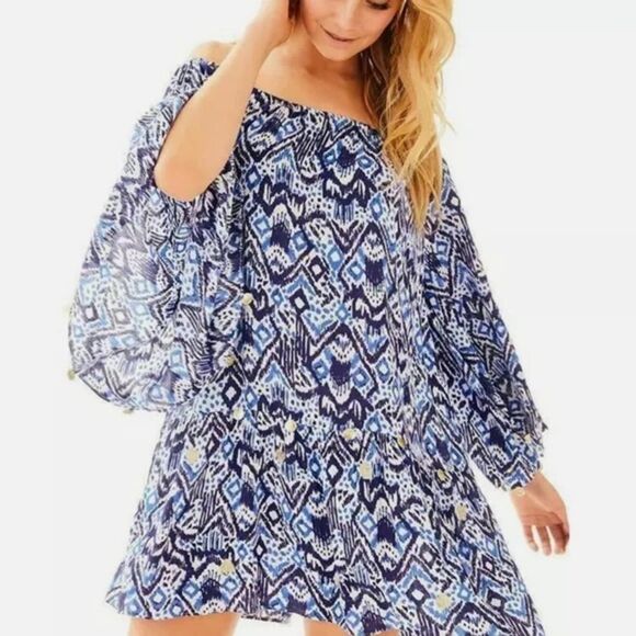 Lilly Pulitzer Delaney Tunic Dress Printed
Off Shoulder Sz L - Picture 12 of 12